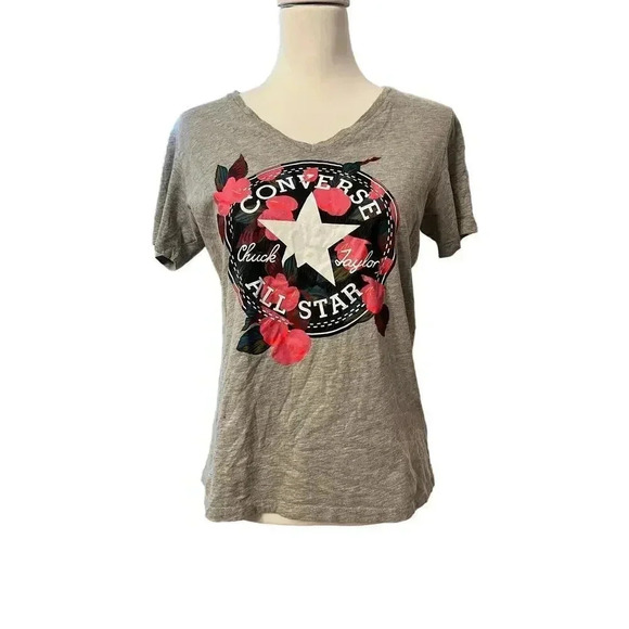 CONVERSE all star v neck womens tshirt size medium - Picture 1 of 4